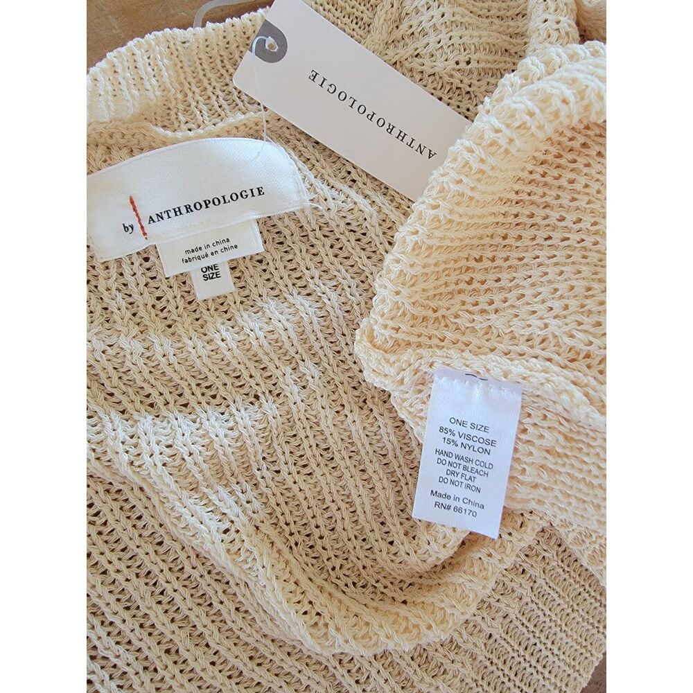 NWT By Anthropologie Shrug Cardigan Open Knit Cropped Bolero Cream One Size